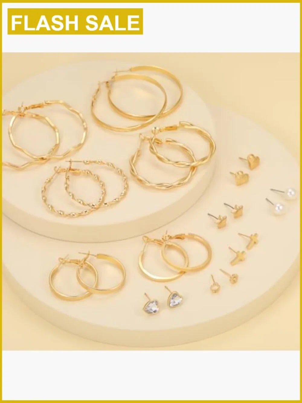 84 Pairs Gold Stud Earrings Set, Hypoallergenic Alloy, Screw Back Posts
